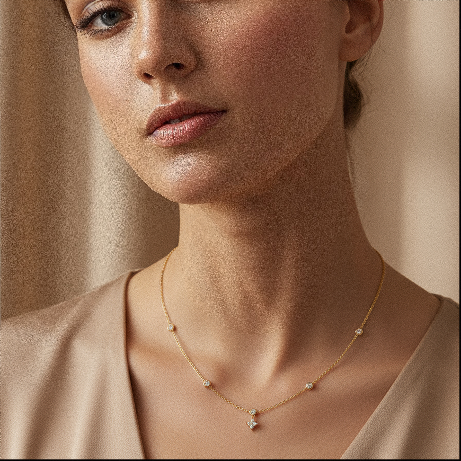 VÉORA, Swiss jewelry brand, 18k gold plated, 925 sterling silver, luxury aesthetic, timeless elegance, minimal chic, high fashion, beige neutral tones, natural warm light, elegant feminine style, premium quality, modern classic, soft studio lighting, delicate details, luxury Swiss design, fine jewelry, refined craftsmanship, elegant simplicity