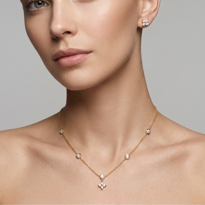 Clair de Fleur Halskette von VÉORA – 925 Sterling Silber, 18K vergoldet – Ansicht 1