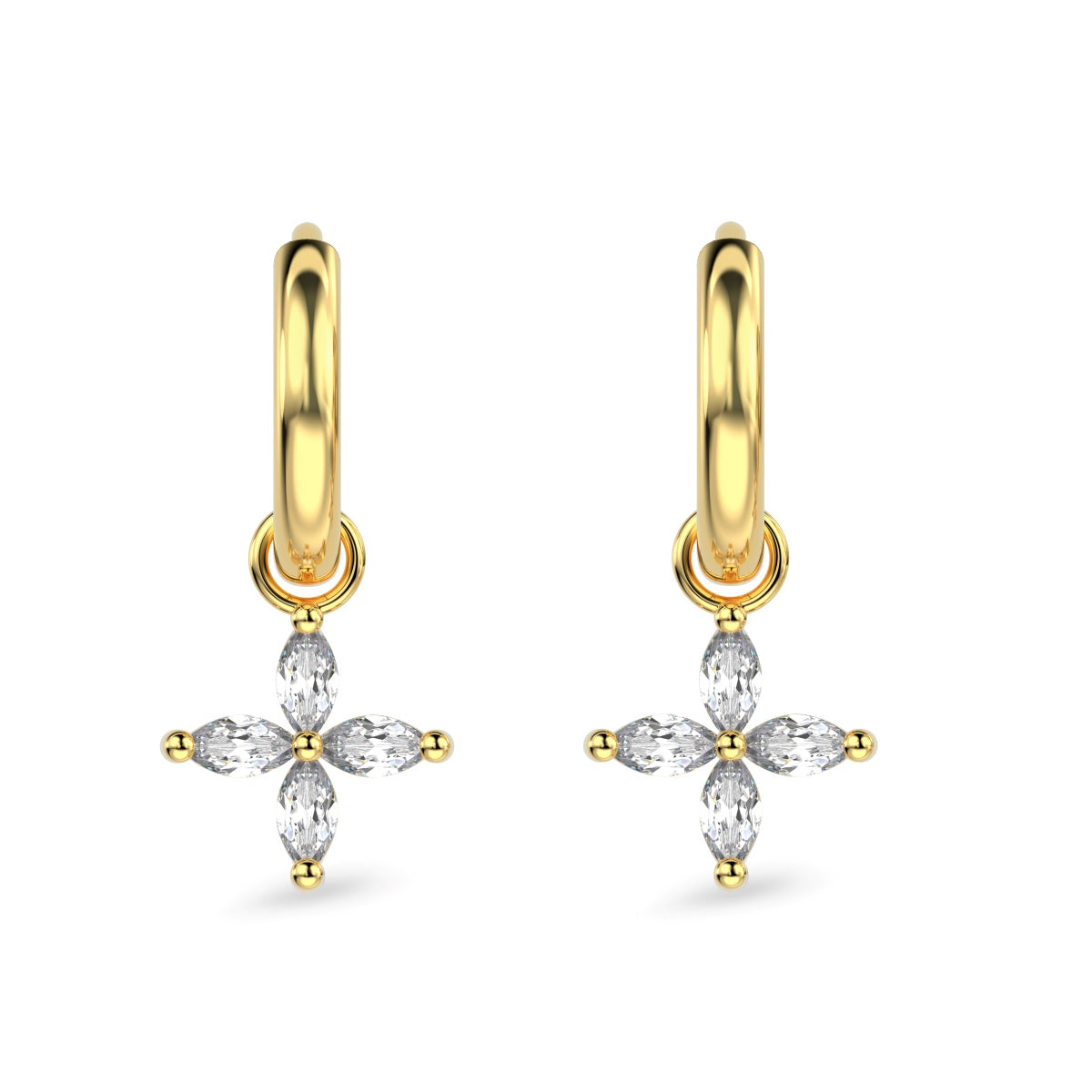 Fleur de Grâce Ohrringe von VÉORA – luxuriöser Schmuck aus 925 Silber mit 18K Vergoldung – Kollektion Fleur de Lumière Mid Summer 25 – Front Perspektive des Schmuckstücks.