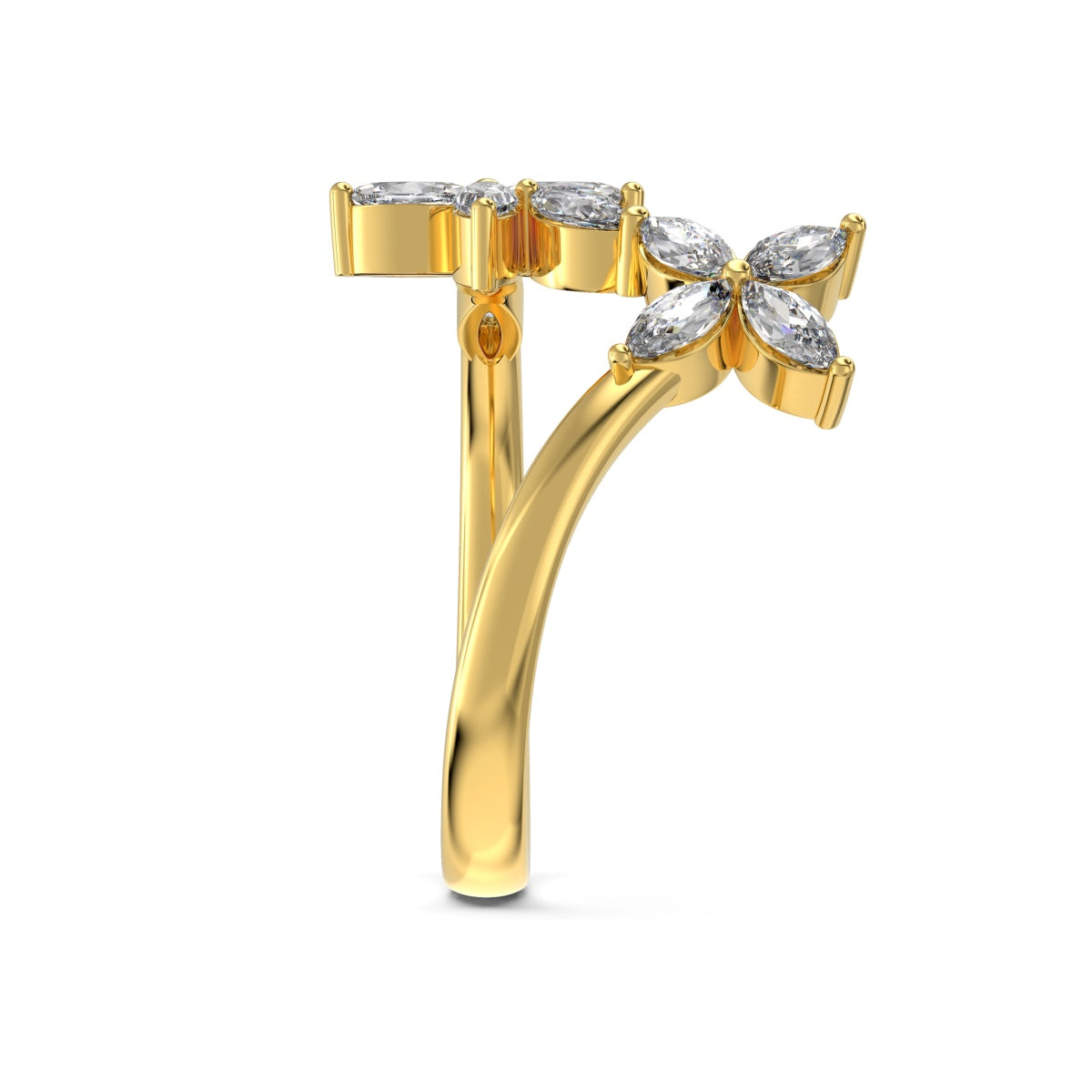 Jumelle Ring von VÉORA – luxuriöser Schmuck aus 925 Silber mit 18K Vergoldung – Kollektion Fleur de Lumière Mid Summer 25 – Detailaufnahme des Verschlusses.
