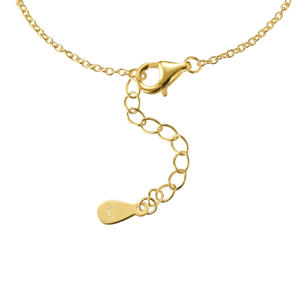 Vergoldete Halskette mit S-Design – Produktansicht von vorne. Fleur Mini Armband von VÉORA – luxuriöser Schmuck aus 925 Silber mit 18K Vergoldung – Kollektion Fleur de Lumière Mid Summer 25 – Detail Perspektive des Schmuckstücks.