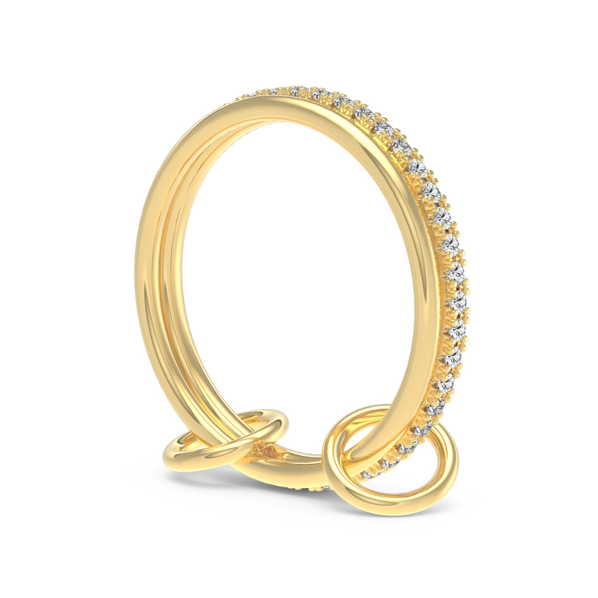 Noéa Ring von VÉORA – luxuriöser Schmuck aus 925 Silber mit 18K Vergoldung – Kollektion Fleur de Lumière Mid Summer 25 – seitliche Perspektive des Schmuckstücks.
