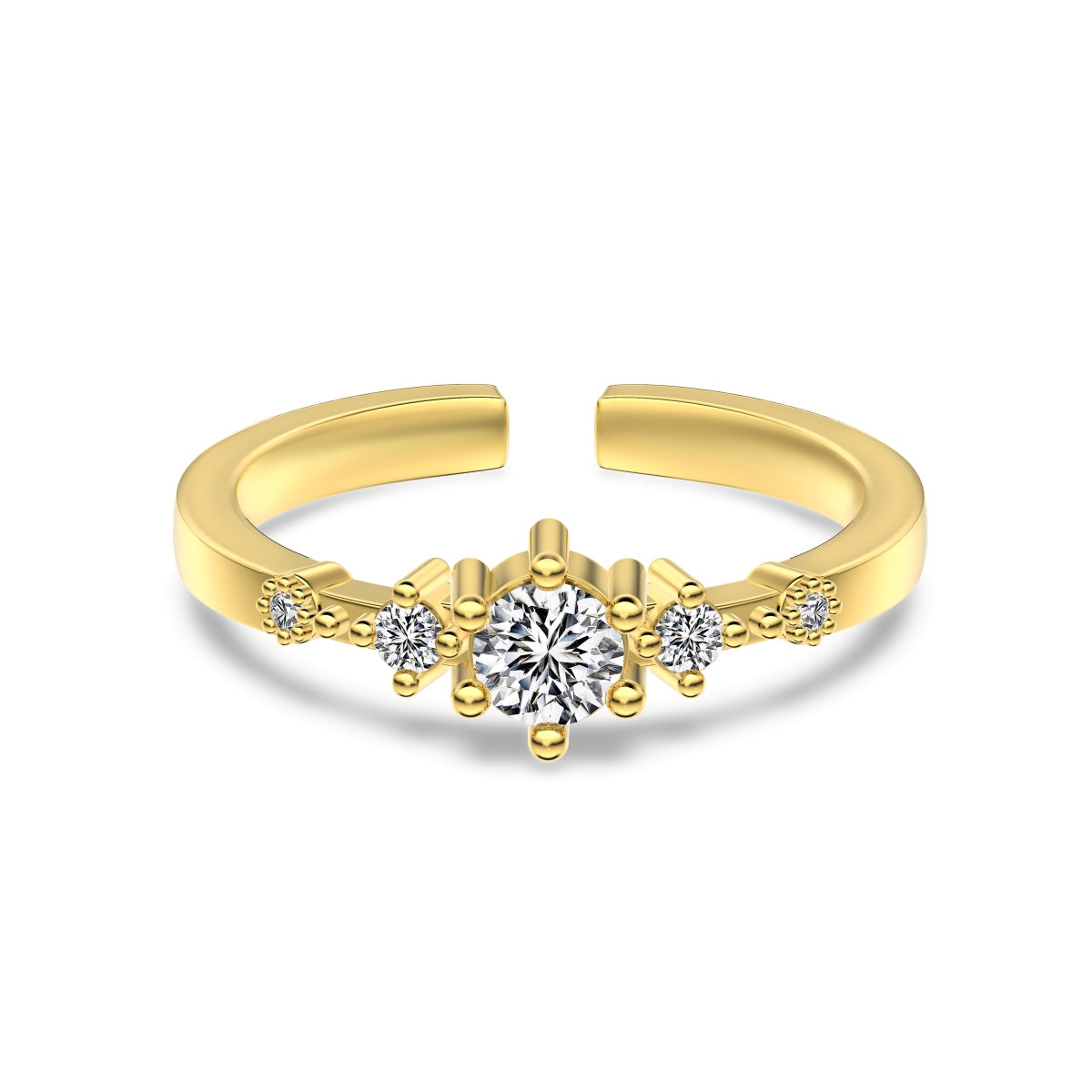 VÉORA-Goldring mit blütenartigem Design und glitzernden Steinen