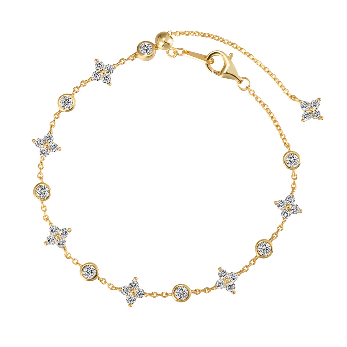 Éclat de Fleur Armband von VÉORA – luxuriöser Schmuck aus 925 Silber mit 18K Vergoldung – Kollektion Fleur de Lumière Mid Summer 25 – fotografiert auf hellem Untergrund.