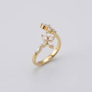 Fleur Jumelle Ring von VÉORA – 925 Sterling Silber, 18K vergoldet – Ansicht 1