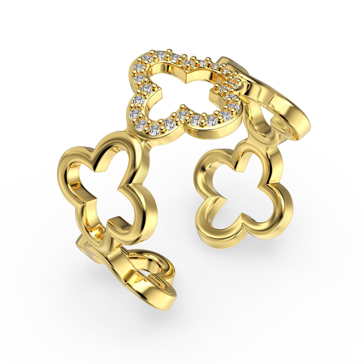 Jardin Ring von VÉORA – luxuriöser Schmuck aus 925 Silber mit 18K Vergoldung – Kollektion Fleur de Lumière Mid Summer 25 – fotografiert auf hellem Untergrund.