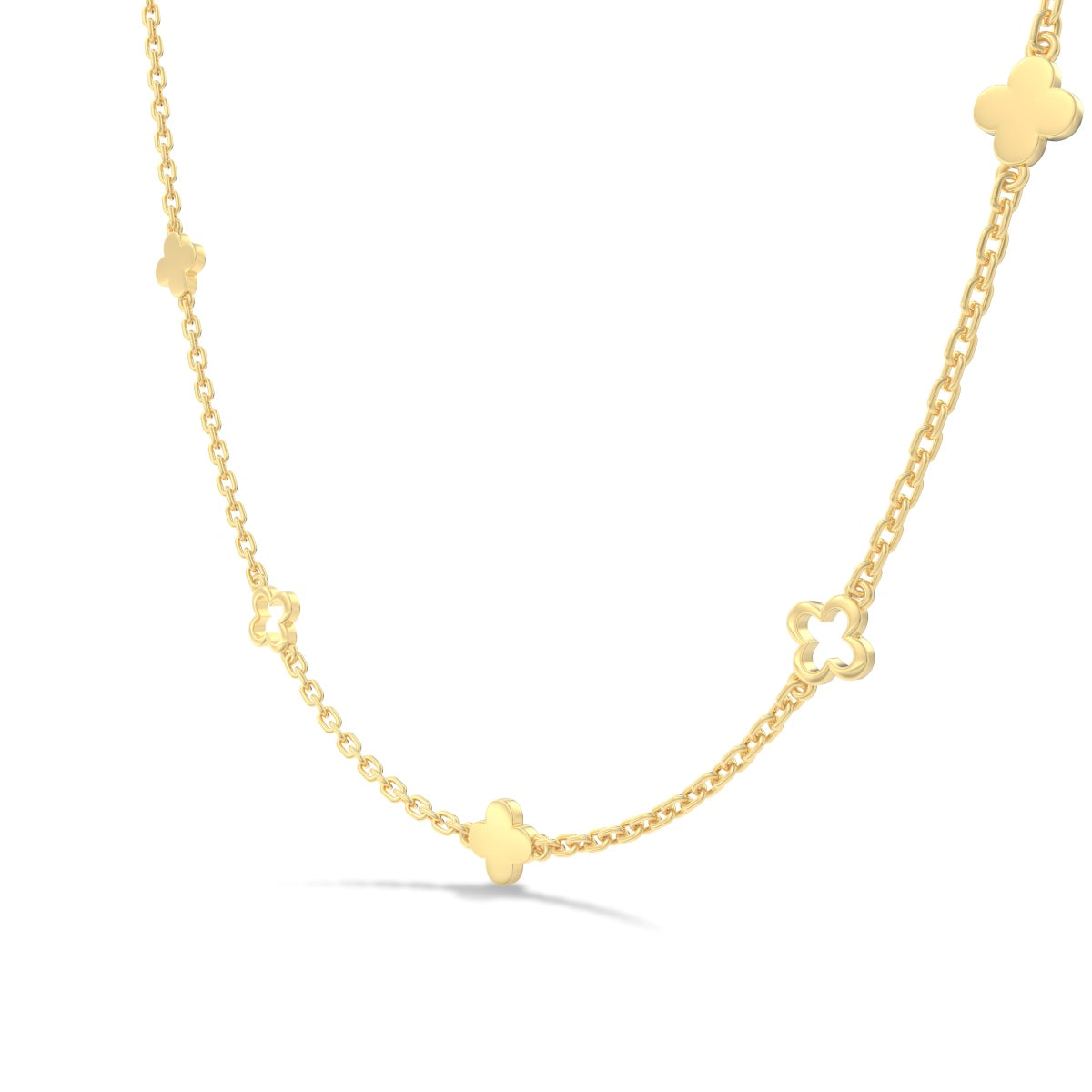 Linéa Halskette von VÉORA – luxuriöser Schmuck aus 925 Silber mit 18K Vergoldung – Kollektion Fleur de Lumière Mid Summer 25 – seitliche Perspektive des Schmuckstücks.