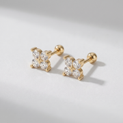 Petite Fleur Ohrringe von VÉORA – 925 Sterling Silber, 18K vergoldet – Ansicht 3